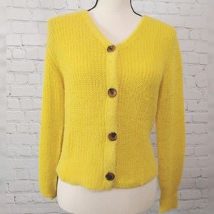 NWT Yellow Long Sleeved Loose-Knit Cardigan